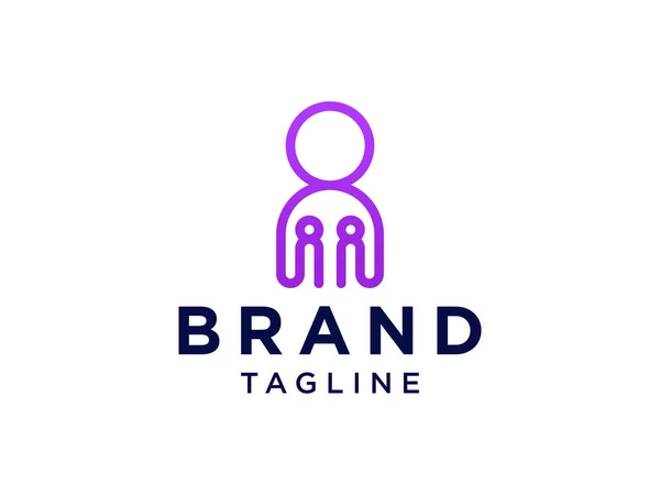 Conexión Línea Logotipo Gente Forma Del Contorno Púrpura Icono Humano — Vector de stock