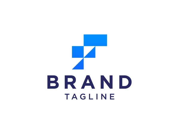Modern Initial Letter Logo Blue Geometric Shape Diisolasi White Background - Stok Vektor