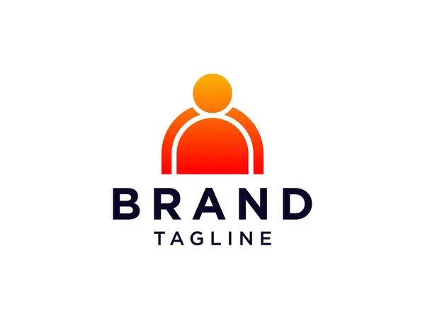 Abstrait People Logo Icône Humaine Forme Géométrique Orange Isolée Sur — Image vectorielle