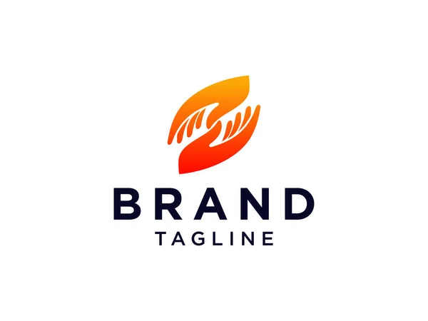 Sıkışma Logosu Orange Square Rounded Shape Beyaz Arkaplan Izole Edilmiş — Stok Vektör