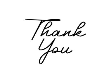 Basit Altı Çizili Siyah Harf Kaligrafi Beyaz Arkaplan 'da izole edildiği için teşekkürler. Tebrik kartı vektör illüstrasyonu. Düz Tasarım Şablon Elemanı