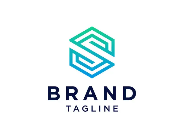 Geometric Letter Logo Desain Hexagonal Line Digunakan Untuk Bisnis Dan - Stok Vektor
