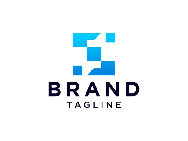 Initial Letter Logo Blaue Geometrische Sechseckige Linie Origami Stil Isoliert — Stockvektor