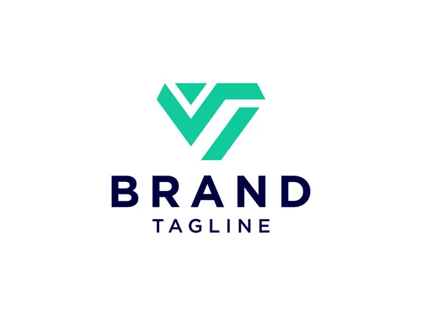 Green Initial Letter Logo Ribbon Paper Flat Vector Logo Design — Stock Vector