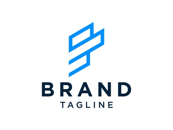 Blue Line Első Betű Business Logo Lapos Vektor Tervezés — Stock Vector