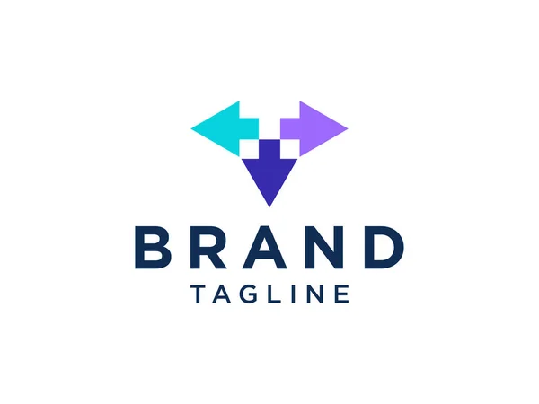 Logo Triple Flèche Flèches Géométriques Triangulaires Colorées Lettre Initiale Isolée — Image vectorielle