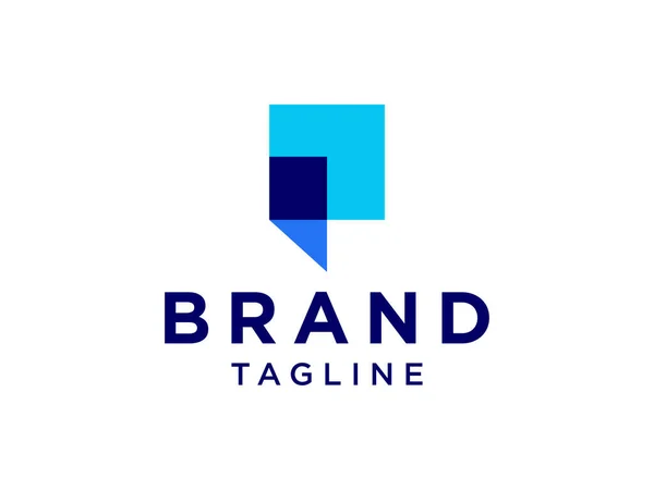 Lettre Initiale Logo Forme Arrondie Carrée Bleue Avec Espace Négatif — Image vectorielle