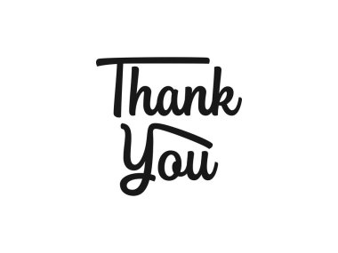 Teşekkür ederim Card. Siyah Sanatsal Metin El Kaligrafi Harfleri ve Beyaz Arkaplan 'da izole edilmiş satır. Tebrik kartları için Düz Vektör İllüstrasyon Şablon Elemanı