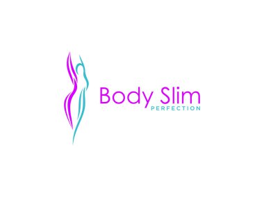 Sağlıklı Yaşam logosu tasarımı için soyut Slim & Fit Body. İş ve Marka Logoları için kullanılabilir. Düz Vektör Logo Tasarım Şablonu