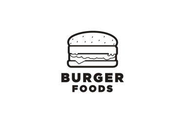 Burger logo tasarım ilham Hipster çizim sanat tarzı ile