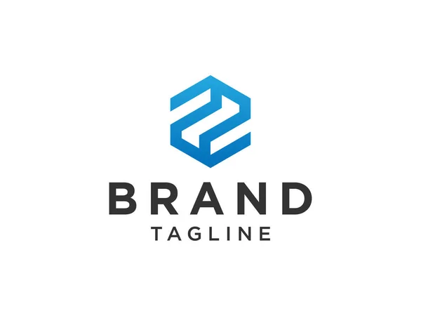 Einfaches Initial Letter Logo Blue Shape Origami Style Isoliert Auf — Stockvektor