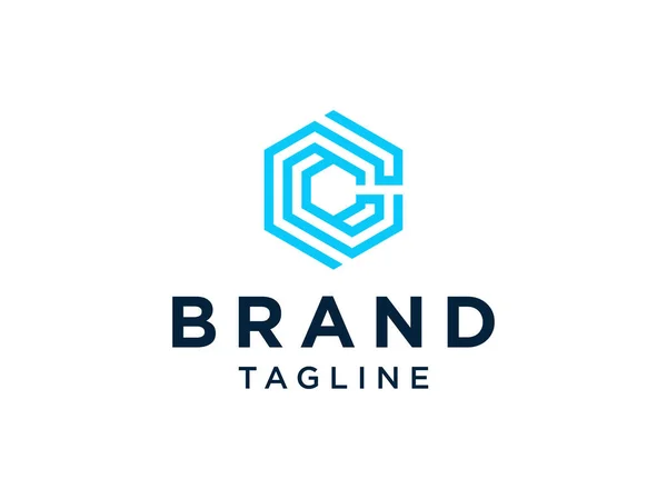 Huruf Logo Abstrak Biru Dengan Ruang Negatif Terisolasi Latar Belakang - Stok Vektor