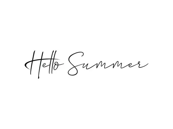 Hello Summer Hand Written Czarny Tekst Litery Style Kaligrafii Izolowane — Wektor stockowy