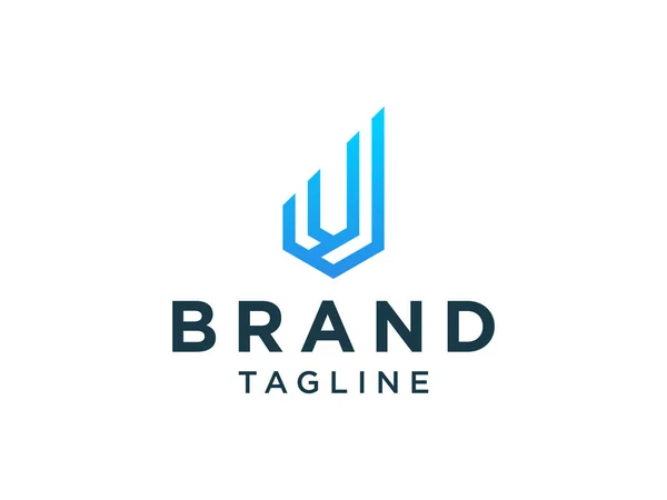 Logotipo Inicial Letra Ícone Linha Azul Isolado Fundo Branco Usável —  Vetores de Stock