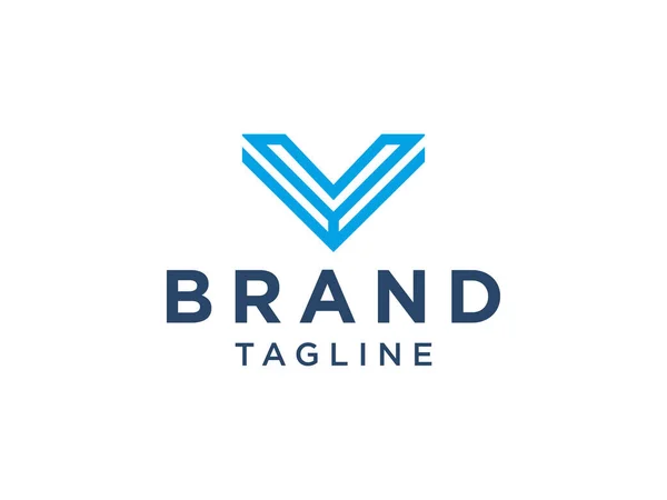 Blauwe Lineaire Geometrische Initiële Letter Logo Geïsoleerd Witte Achtergrond Vlakke — Stockvector