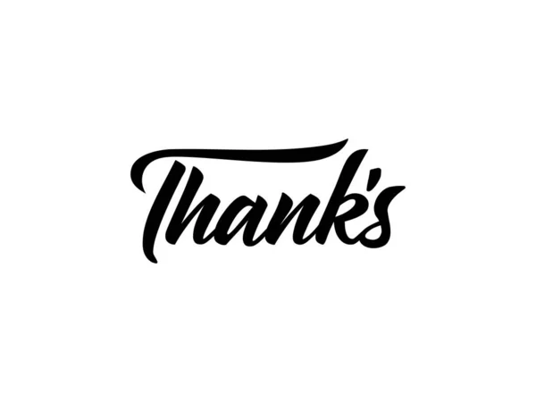 Thank You Lettering Black Text Handwriting Calligraphy Line Isolated White — Stock Vector