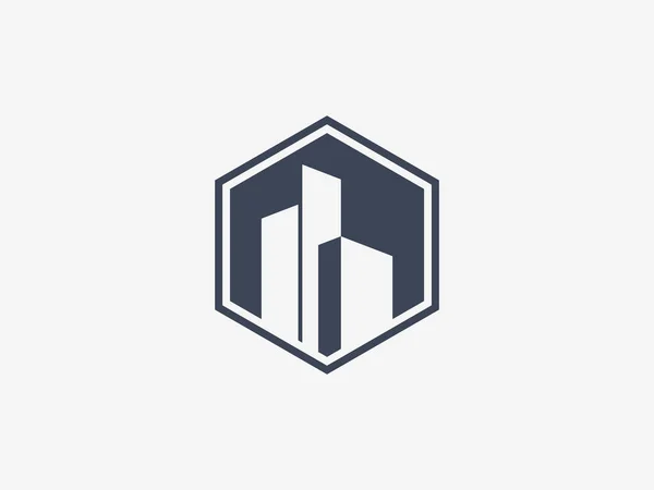 Hexagon Shape 아파트 로고를 추상화하 비즈니스앤 로고용으로 가능하다 템플릿 — 스톡 벡터