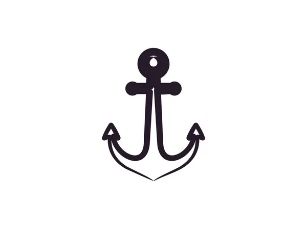 船用船用船锚乡村手绘复古希波斯特简约标志设计 — 图库矢量图片