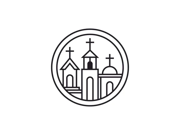Image Churches Frame Line Art Style Logo Design Inspiration Usable — Stock Vector