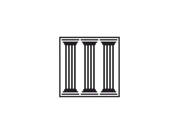 Forntida Pelare Kolumner Grekiska Rom Aten Historisk Byggnad Logotyp Design — Stock vektor