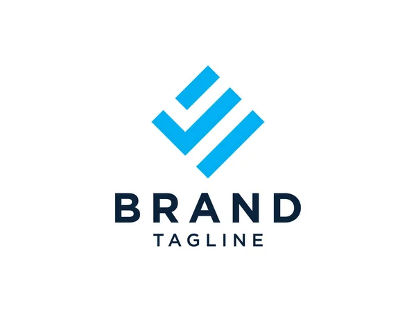 Eerste Letter Logo Blauwe Vorm Origami Stijl Geïsoleerd Witte Achtergrond — Stockvector