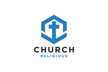 Hıristiyan kilisesi için çapraz logo tasarımı vektörü veya logosu