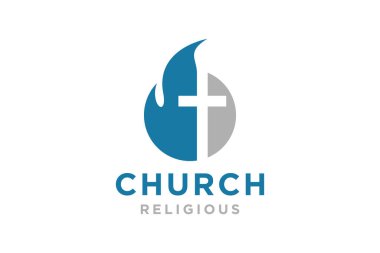 Hıristiyan kilisesi için çapraz logo tasarımı vektörü veya logosu