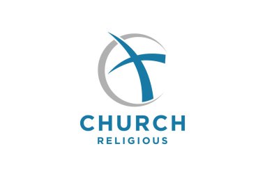 Hıristiyan kilisesi için çapraz logo tasarımı vektörü veya logosu