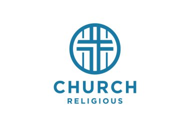 Hıristiyan kilisesi için çapraz logo tasarımı vektörü veya logosu