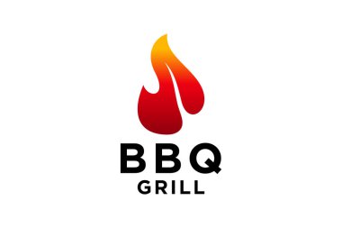 barbekü logosu bbq logotype ve yangın konsepti