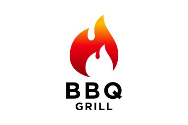 barbekü logosu bbq logotype ve yangın konsepti