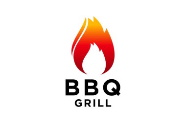 barbekü logosu bbq logotype ve yangın konsepti