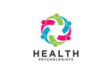 Soyut taç insanlar renkli logo ikonu tasarımı minimal stil illüstrasyon. Aile takım çalışması amblem simgesi logoti