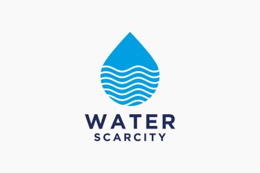 Water Logo. Blue Water Drop Linked with Circle Line Around isolated on White Background. Usable for Business, Science, Healthcare, Medical and Nature Logos. Flat Vector Logo Design Template Element