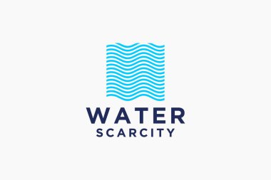 Water Logo. Blue Water Drop Linked with Circle Line Around isolated on White Background. Usable for Business, Science, Healthcare, Medical and Nature Logos. Flat Vector Logo Design Template Element