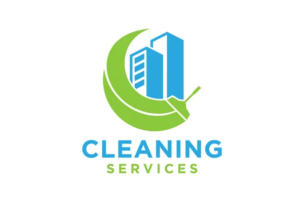 Логотип Услуги Уборки Вектор Креативная Очистка — стоковый вектор