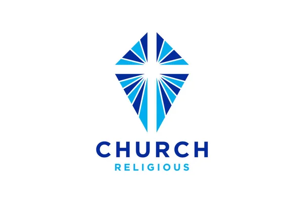 Logo Cruz Diseño Vector Logotipo Para Iglesia Cristiana — Vector de stock