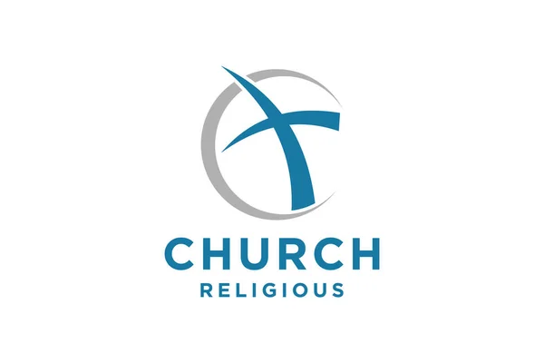 Logo Cruz Diseño Vector Logotipo Para Iglesia Cristiana — Vector de stock