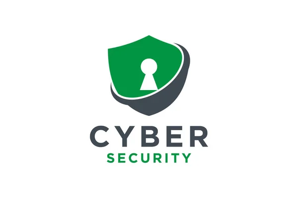 Logotipo Ícone Escudo Símbolo Segurança Cibernética Design Logotipo — Vetor de Stock