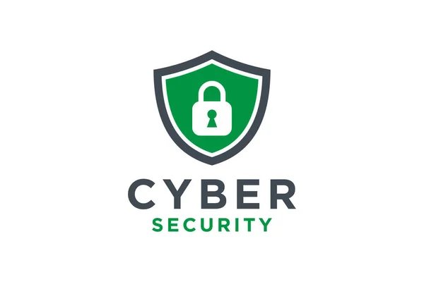 Logotipo Ícone Escudo Símbolo Segurança Cibernética Design Logotipo — Vetor de Stock