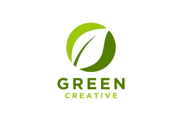 Çinde Soyut Çizgiler Şekilleri Olan Doğa Yaprağı Logosu Tasarımı Topluluk — Stok Vektör