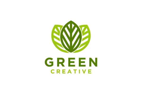 Çinde Soyut Çizgiler Şekilleri Olan Doğa Yaprağı Logosu Tasarımı Topluluk — Stok Vektör
