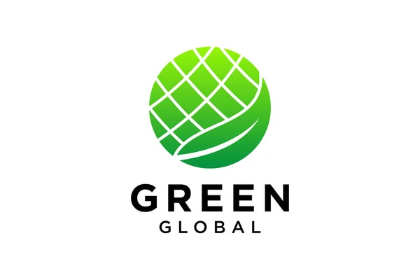 Plantilla Vector Diseño Logotipo Ecológico Hoja Verde — Vector de stock