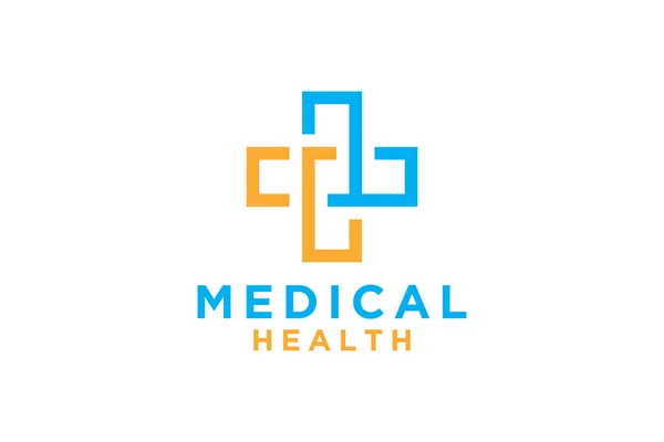 Сучасна Медична Допомога Геометричний Лінійний Обрізаний Хрест Ікона Здоров — стоковий вектор