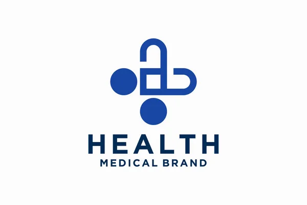 Modern Medisch Logo Voor Gezondheidszorg Geometrische Lineaire Afgeronde Kruis Teken — Stockvector