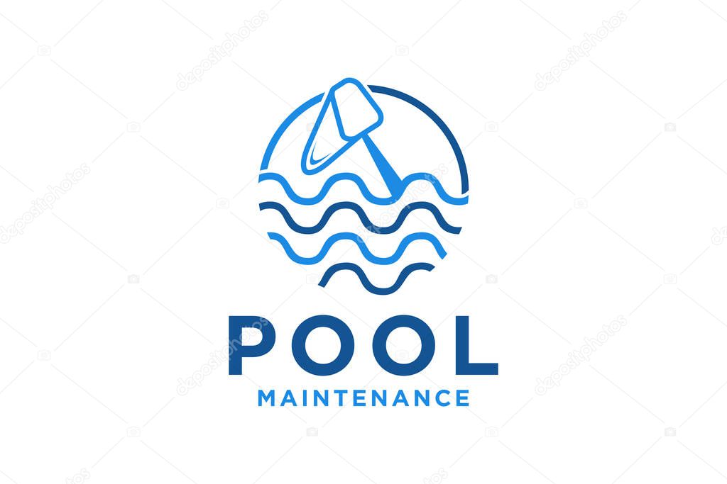 Swimming Pool Service Logo with Cleaning Pool and Maintenance Concept