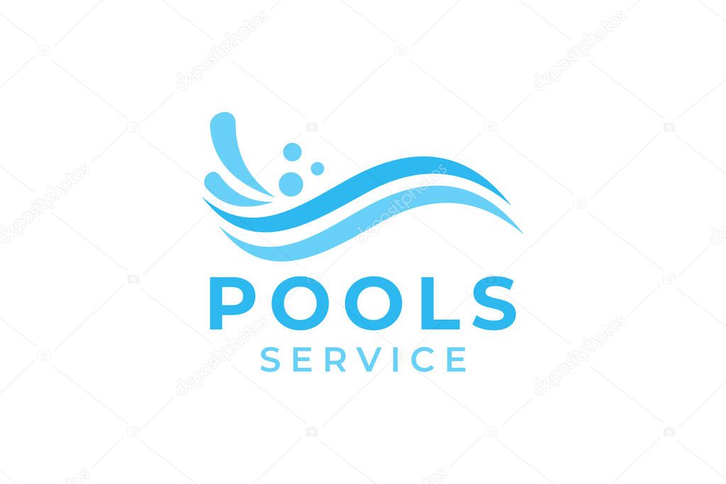 Swimming Pool Service Logo with Cleaning Pool and Maintenance Concept