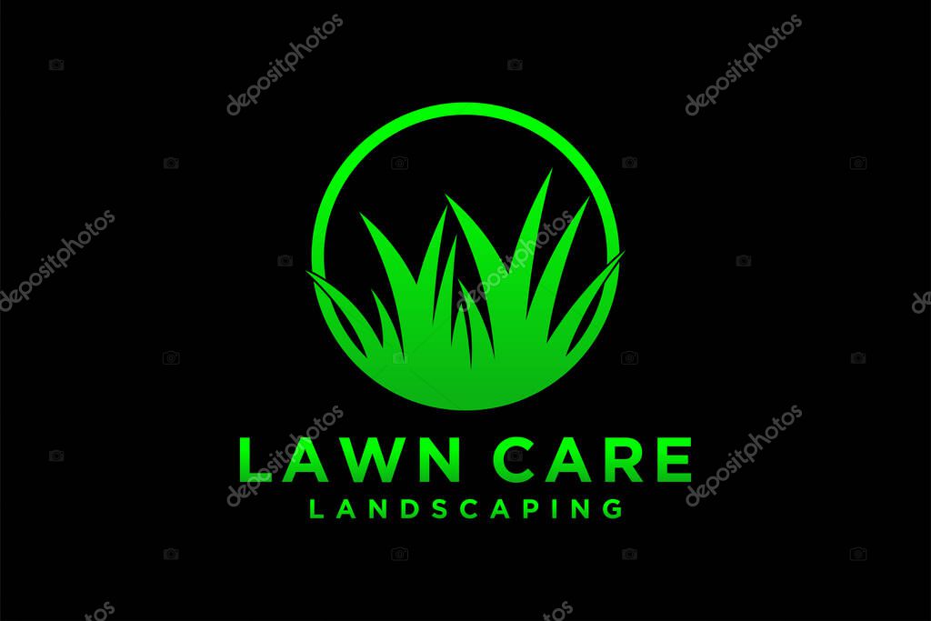 Lawn care, landscape, grass concept logo design template
