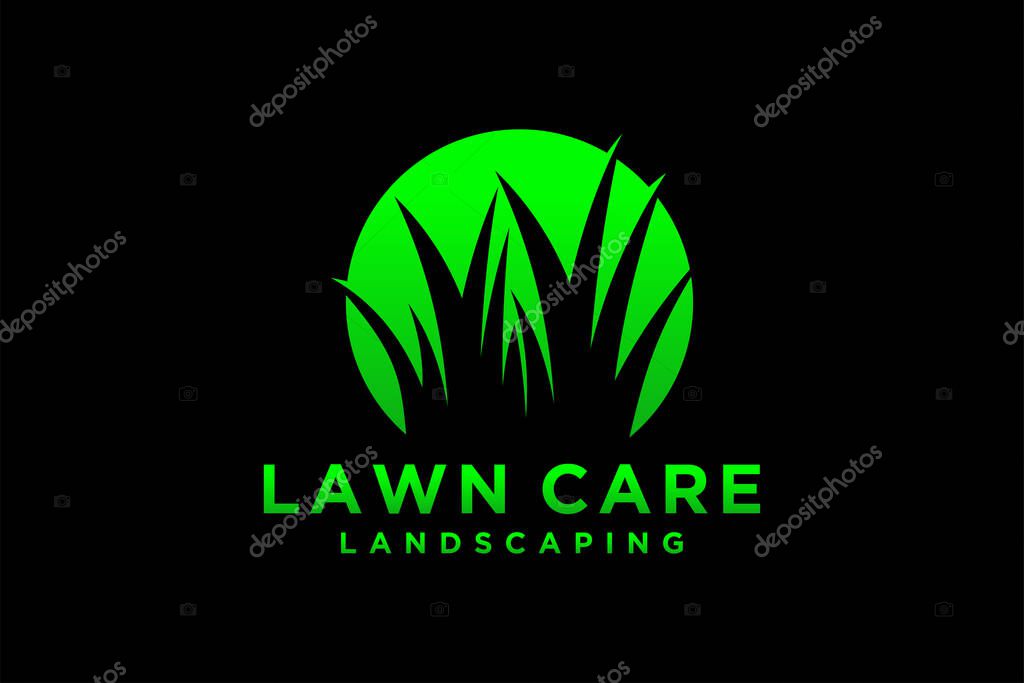 Lawn care, landscape, grass concept logo design template