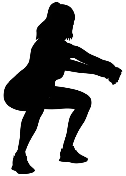 Sylwetka Ciężarnej Kobiety Ćwiczącej Legginsach Bluzce Wektor Płaski Styl Ilustracja — Wektor stockowy